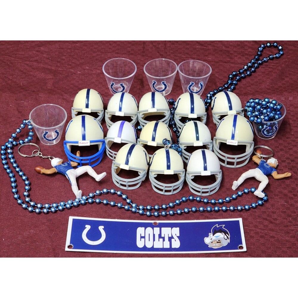 Indianapolis Colts Lot Of 21, Stickers, Mini Helmets, Necklaces And Keychain